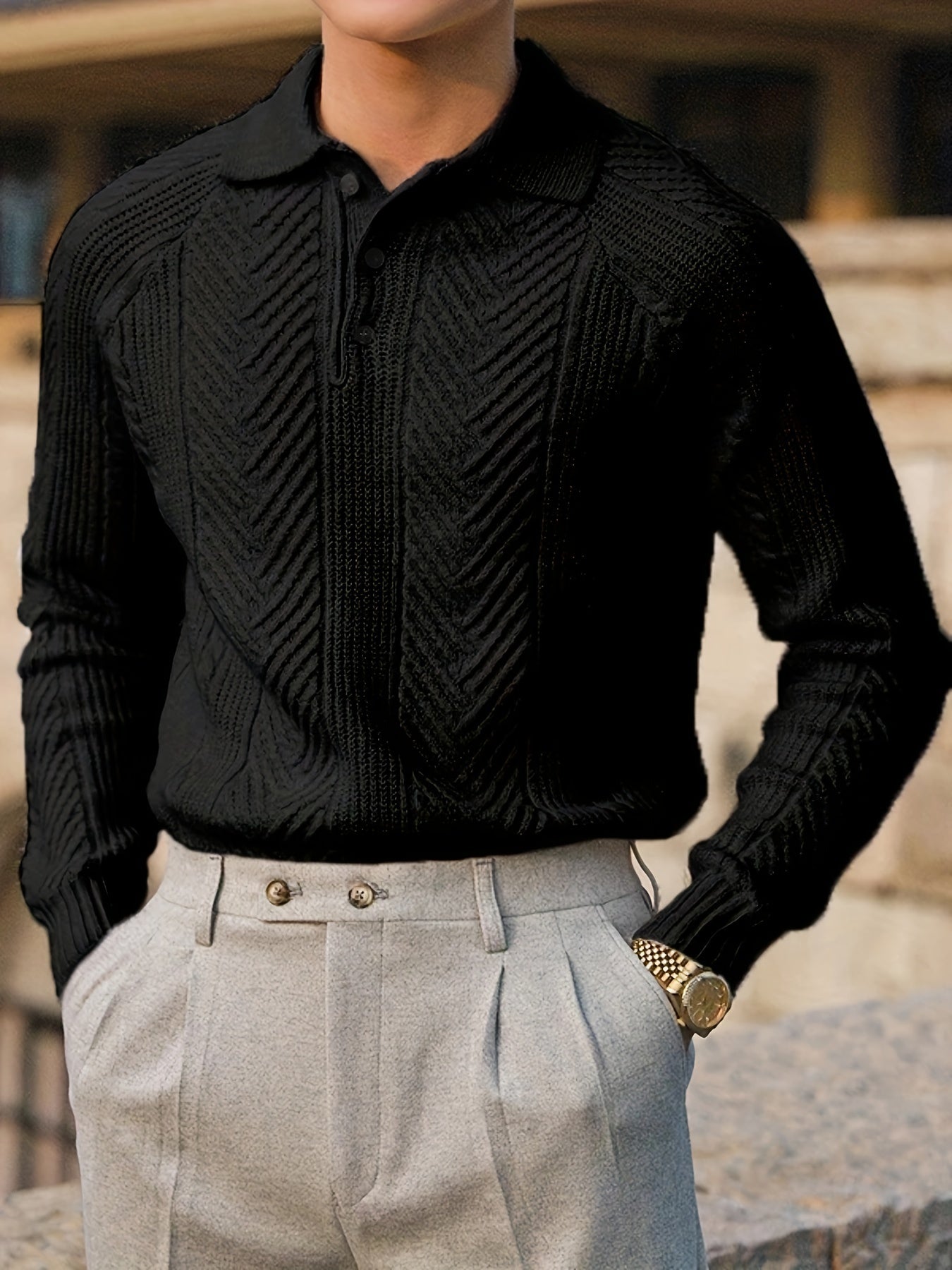 Noble Wear Cambridge Textured Knitted Polo