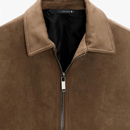 Noble Wear Oxford Lapel Faux Suede Jacket