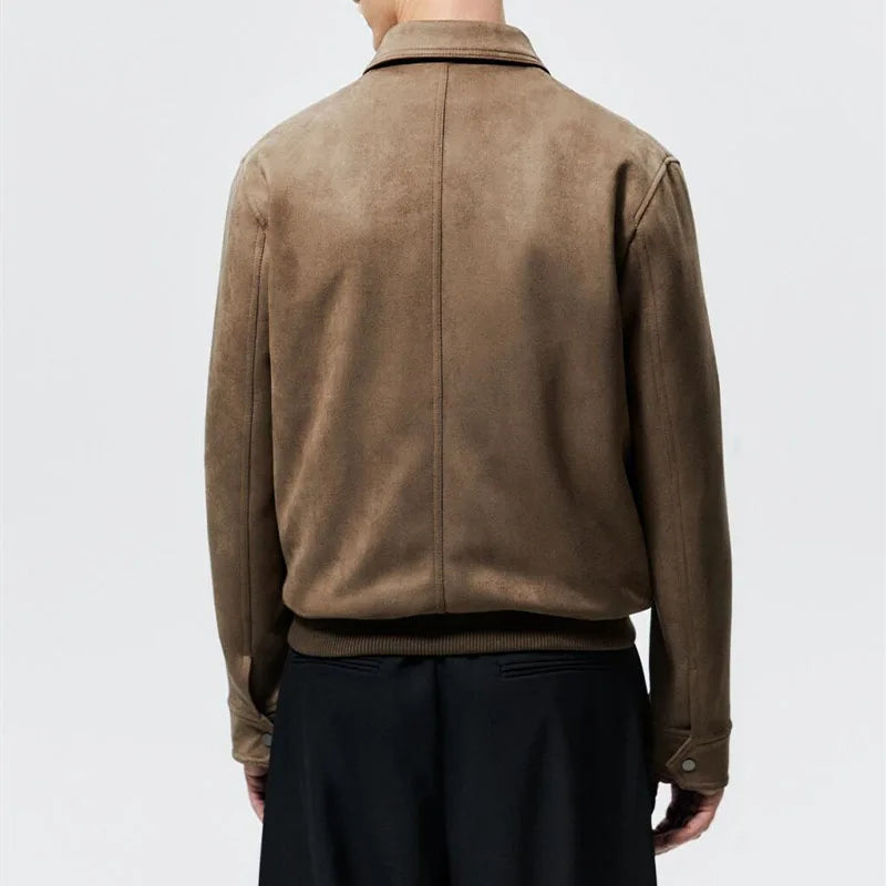 Noble Wear Oxford Lapel Faux Suede Jacket