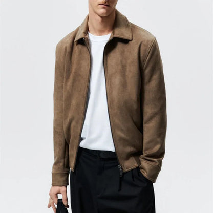 Noble Wear Oxford Lapel Faux Suede Jacket
