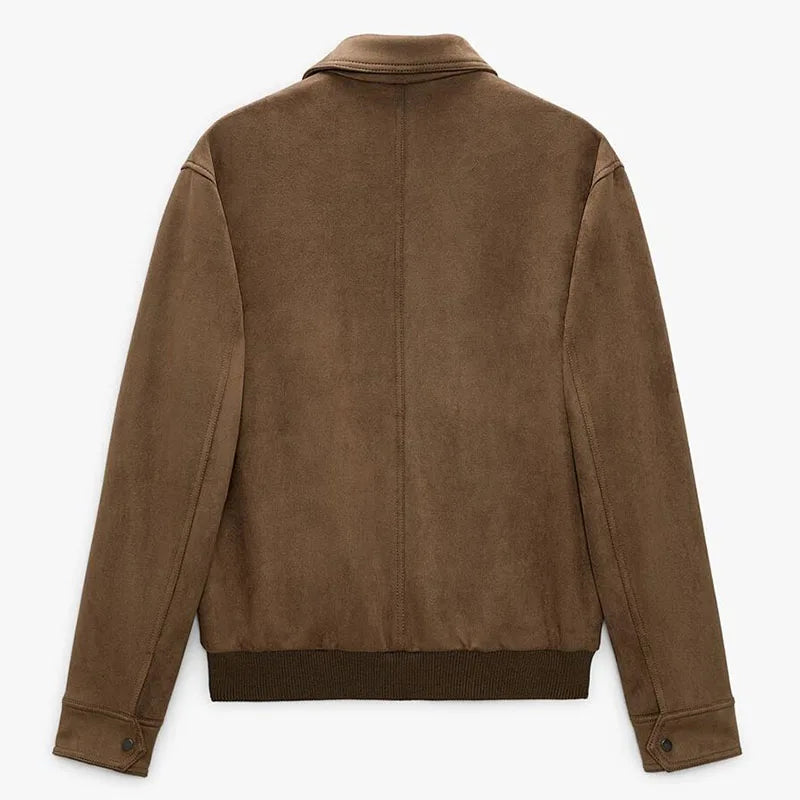 Noble Wear Oxford Lapel Faux Suede Jacket