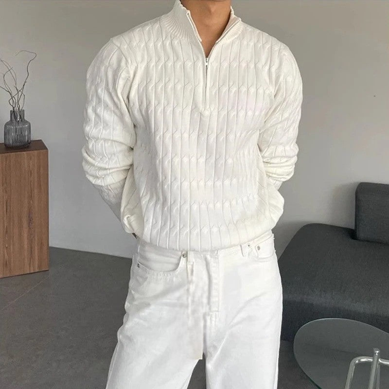 Noble Wear Old Money Zipped Jacquard Sweater
