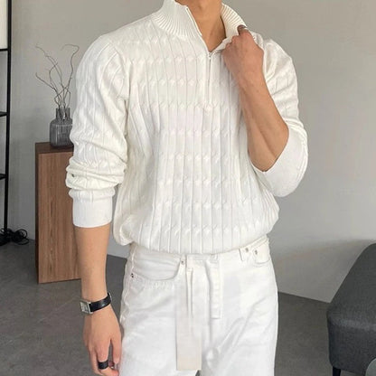 Noble Wear Old Money Zipped Jacquard Sweater