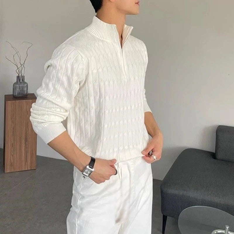 Noble Wear Old Money Zipped Jacquard Sweater