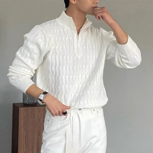 Noble Wear Old Money Zipped Jacquard Sweater